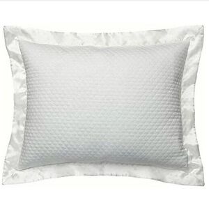 Two HUGO BOSS Luxury Ovals Pearl White Cotton Silk Border STANDARD Sham Set 2pc